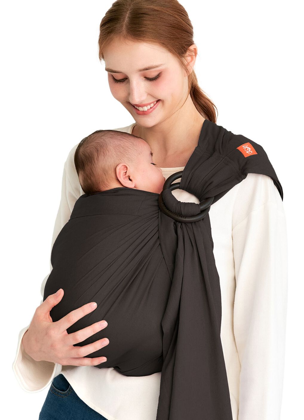 Solid Linen Baby Ring Sling, Charcoal, hi-res image number 0